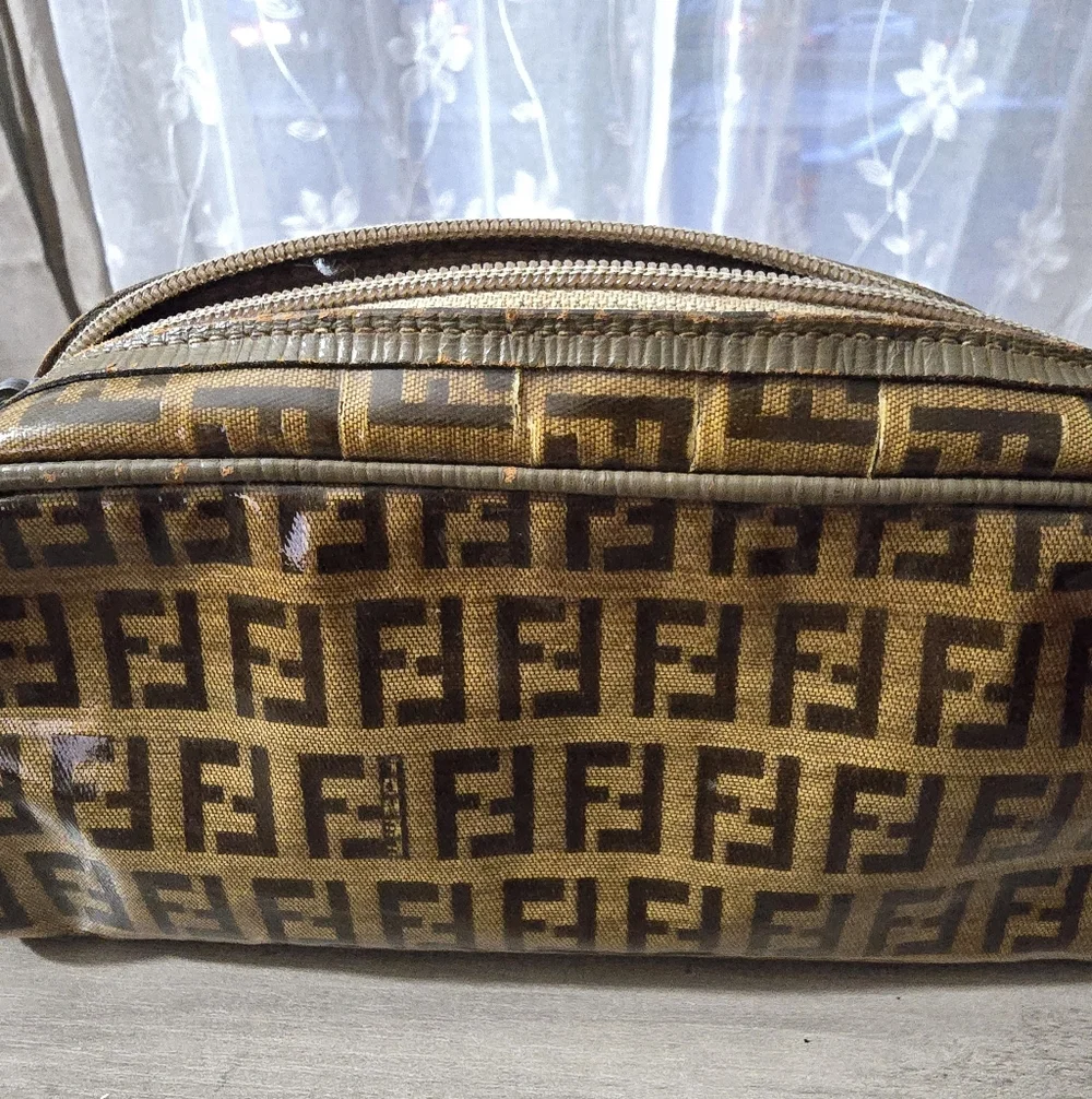 Vintage Fendi Zucca Brown and Tan Monogram Cosmetic Bag - Picture 8 of 11